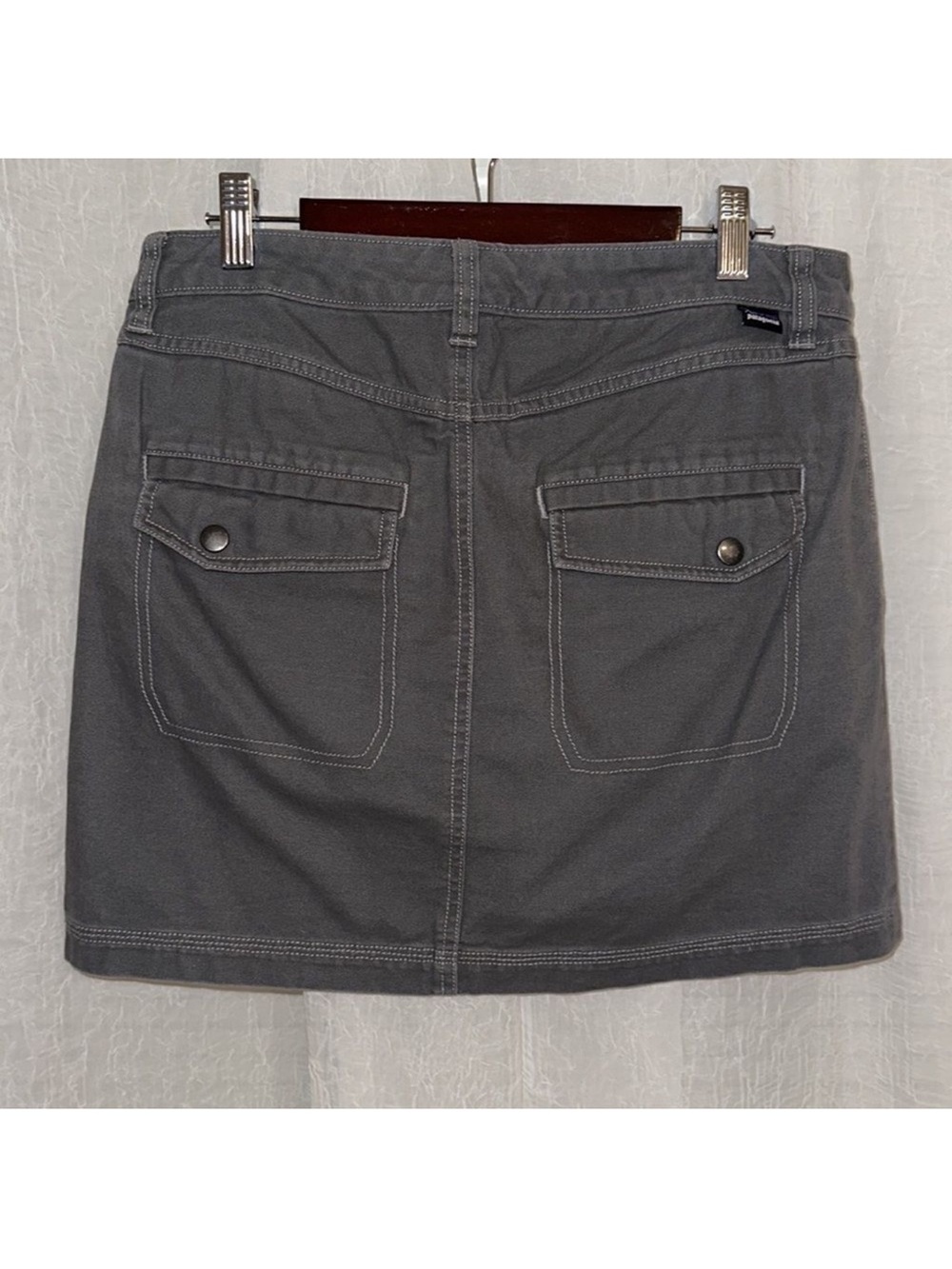 patagonia 6 Gray Mini Pencil Skirt 💯 Organic Cotton Plain Inner Details - Picture 2 of 15